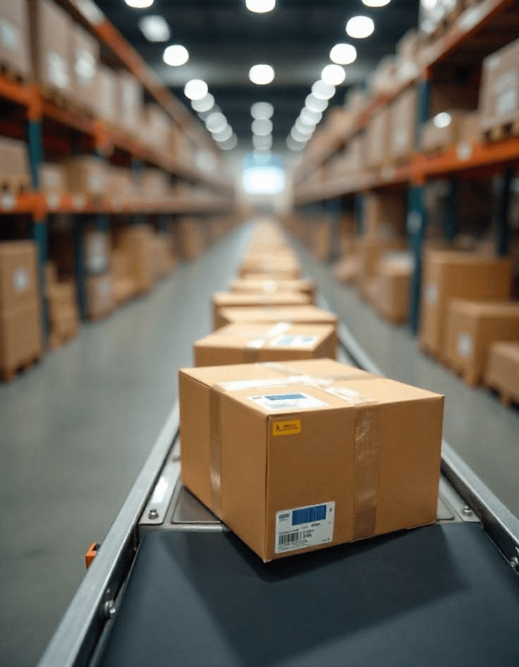 Warehouse shipment boxes ready for dispatch