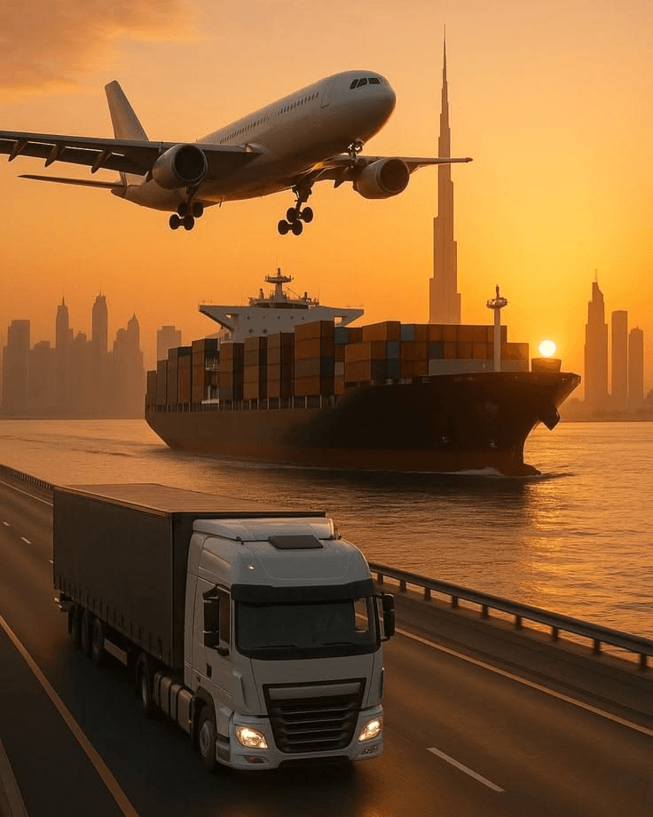 Port container yard at sunset