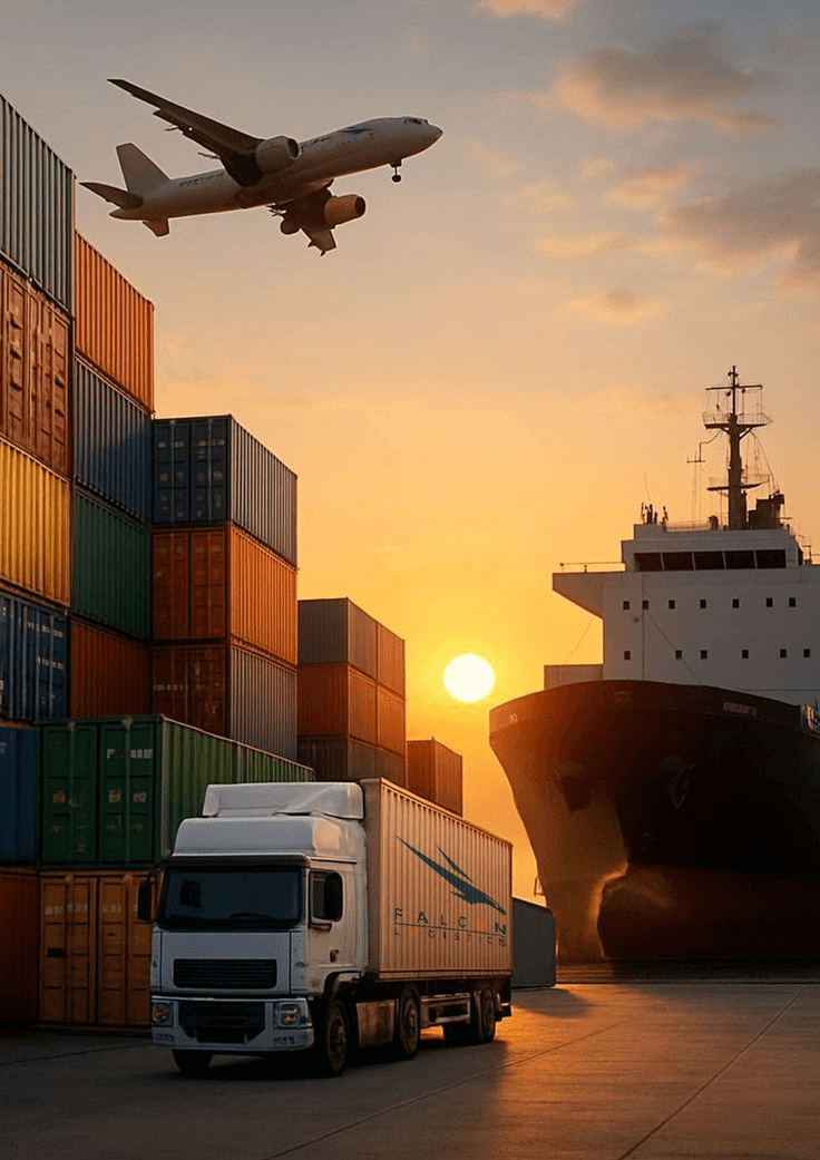 Cargo containers and freight transport at port